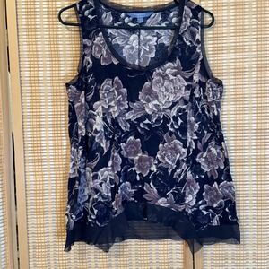 SIMPLY VERA WANG Womens L Round Neck Multicolor Chiffon Hanky Hem Whimsigoth